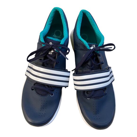Adidas Adizero Track and Field Spikes Mens Size 11.5 Blue Top Strap Event Shoes - Picture 1 of 8